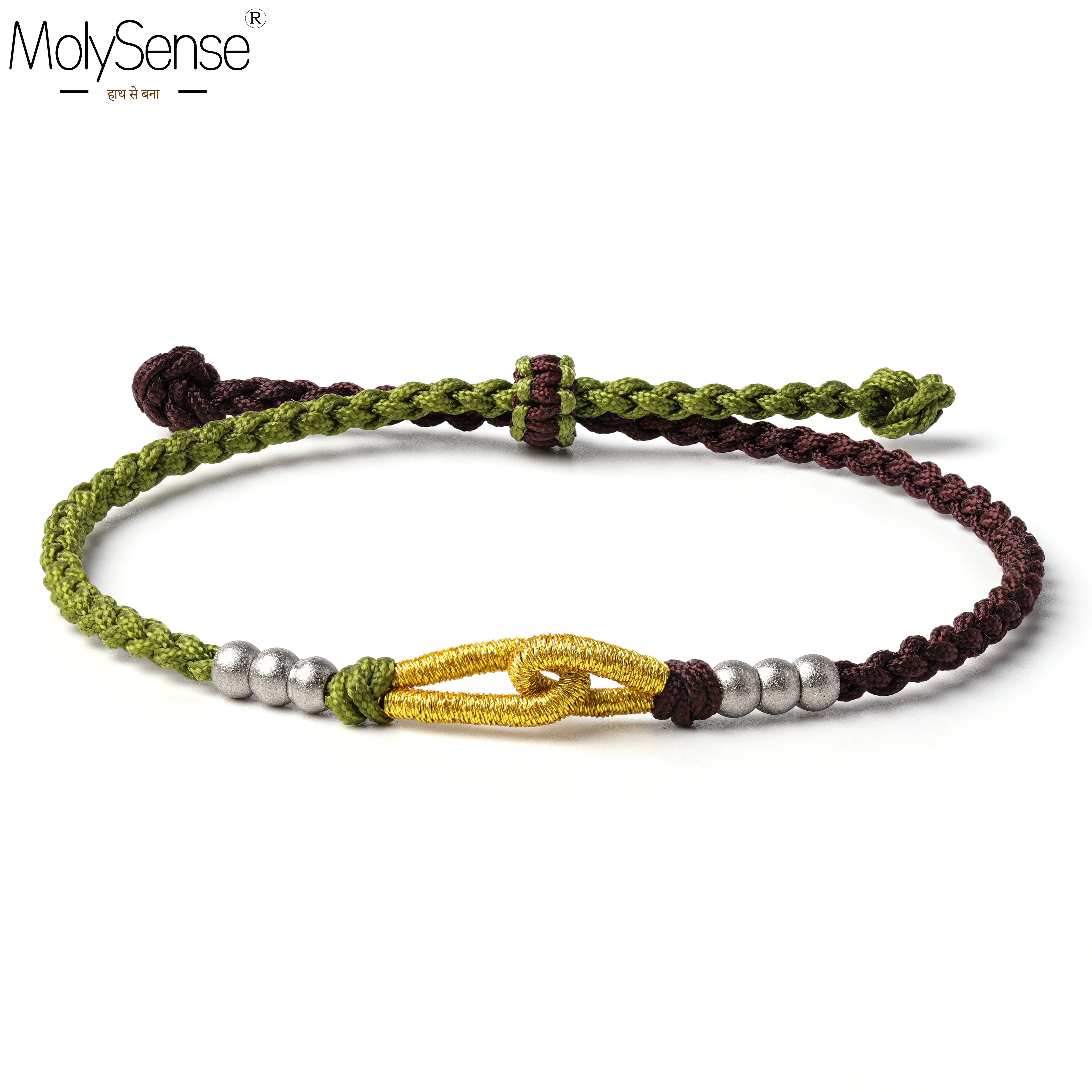 

MolySense Handmade Tibetan Silver Beads Metal Thread Infinite Knot Lucky Rope Bracelet & Bangles For Women Men Bracelets