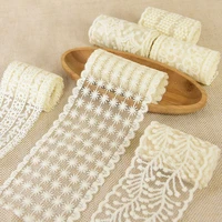 12m beige embroidery lace lace fabric diy sewing handmade craft material hat bow hairpin hair accessories gift packaging decor