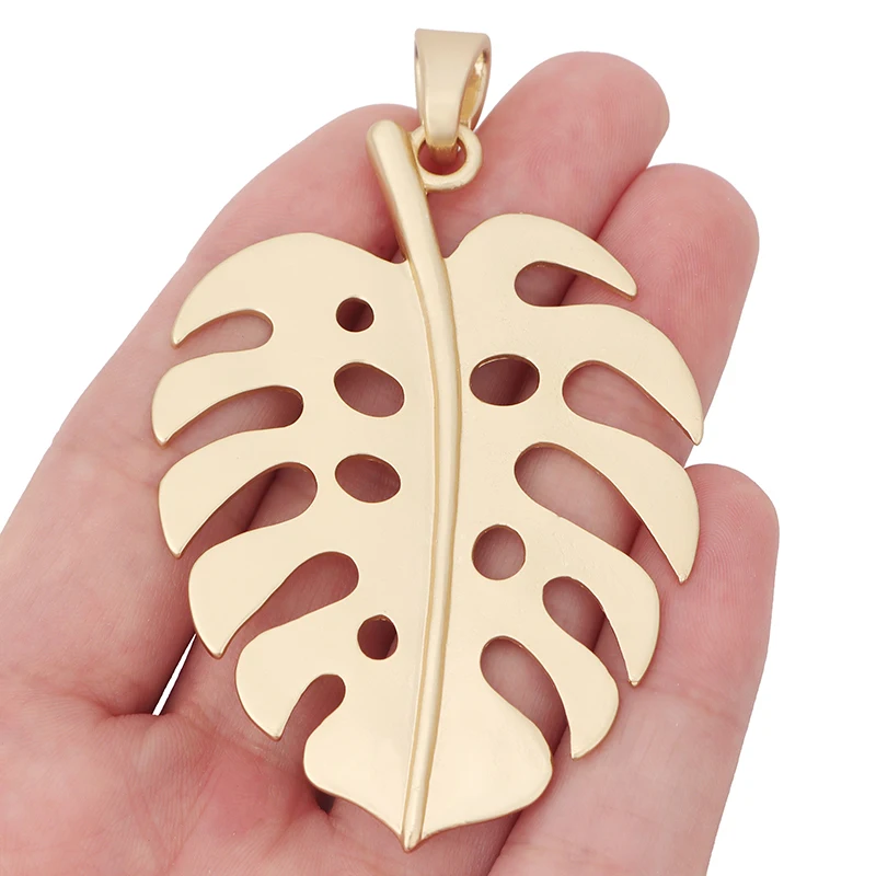 

1 x Matte Gold Color Large Monstera Leaf Tropical Palm Leaves Charms Pendant For DIY Necklace Jewelry Making Finding Accessories