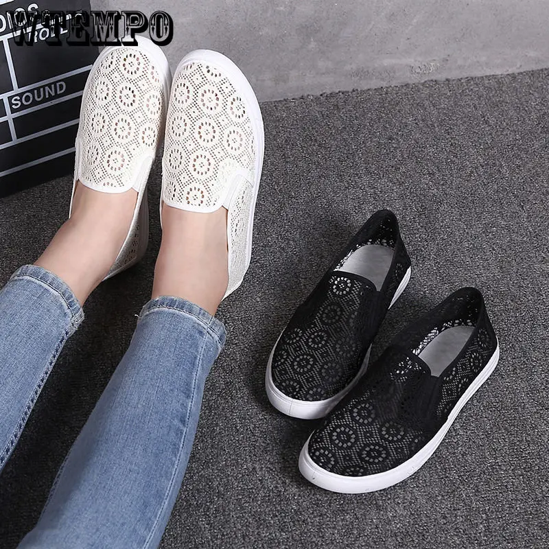 WTEMPO Women's Fashion Flats Summer Mesh Breathable Female Slip-On Boat Shoes Casual Sneaker Ladies Platform Shoes Dropshipping