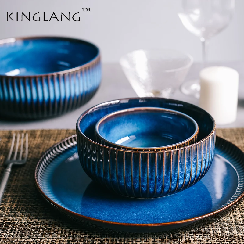 

Kingpode panela nórdica de cerâmica, para arroz e macarrão, prato de salada e tigela criativa degradê para o café da manhã