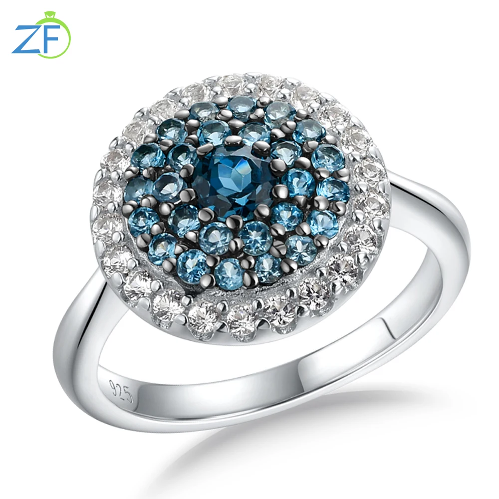 GZ ZONGFA натуральное кольцо из стерлингового серебра 925 пробы с лондонским синим