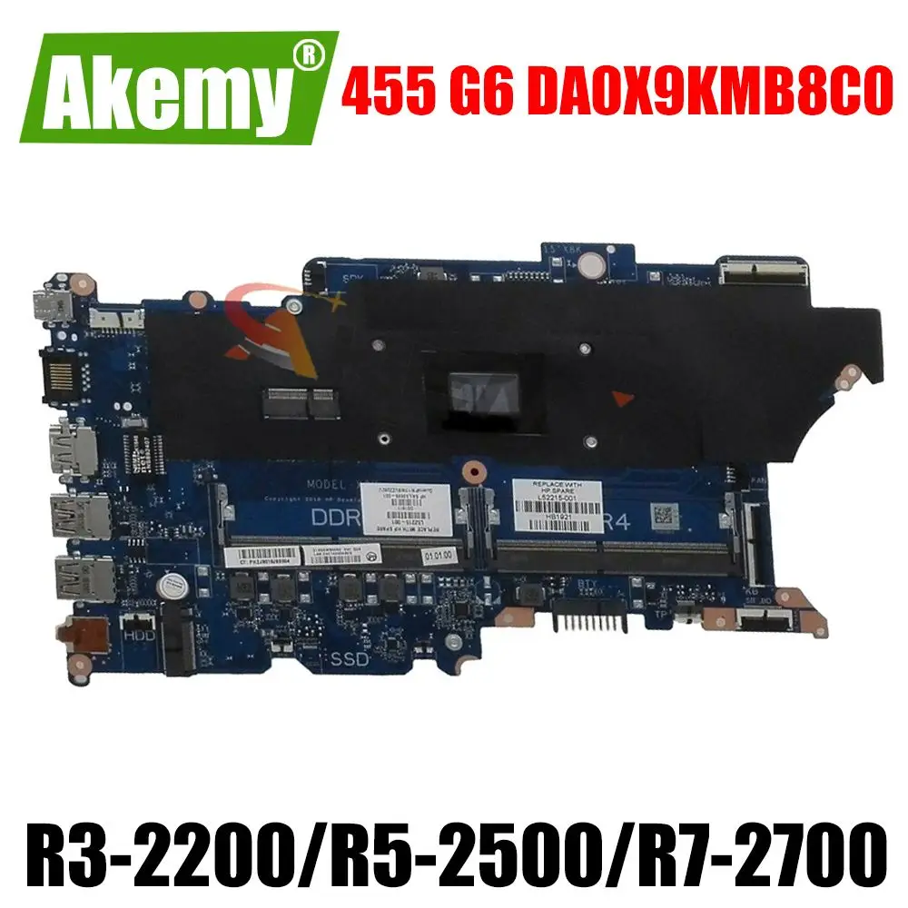 

Материнская плата DA0X9KMB8C0 для HP Probook HP 455 G6, материнская плата для ноутбука с фонариком R7-2700, ЦП DDR4 100%, полностью протестирована