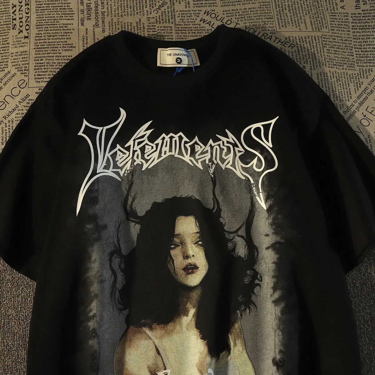 

3xl European And American Street Trend Gothic Men Women Graphic T-Shirts High Street Loose Hip-Hop Casual Couple Short Sleeved