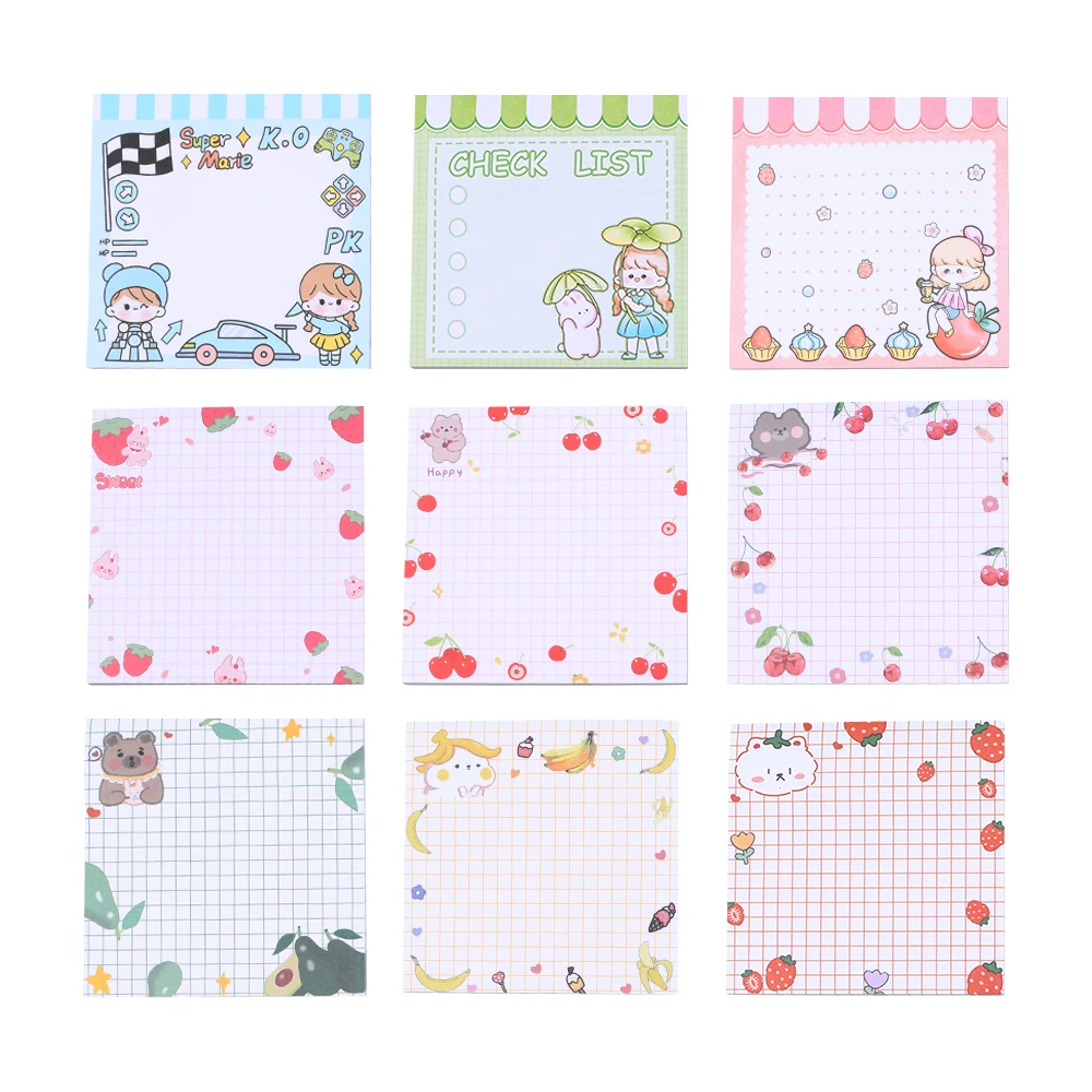 

Korean Cute Girl Fruit Bear Memo Pads Kawaii Post Notepad Tab Kids Women Strawberry Sticky Notes Back to School Stationery Thing