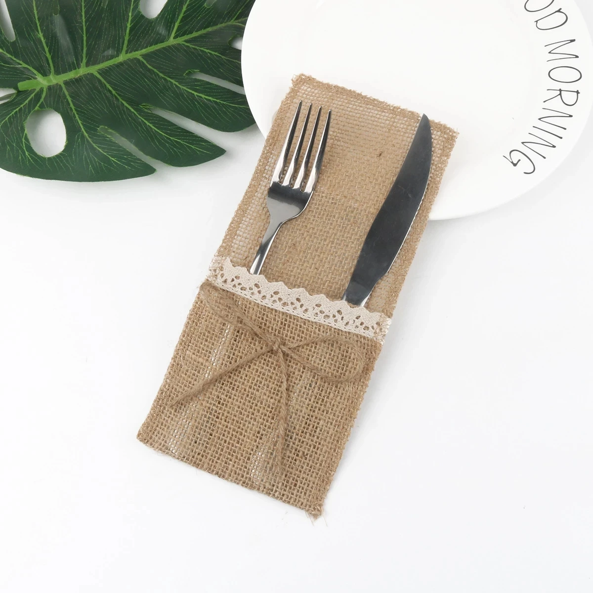 

Wedding tableware bag Linen Lace knife and fork bag Christmas knife and fork bag Wedding party decoration