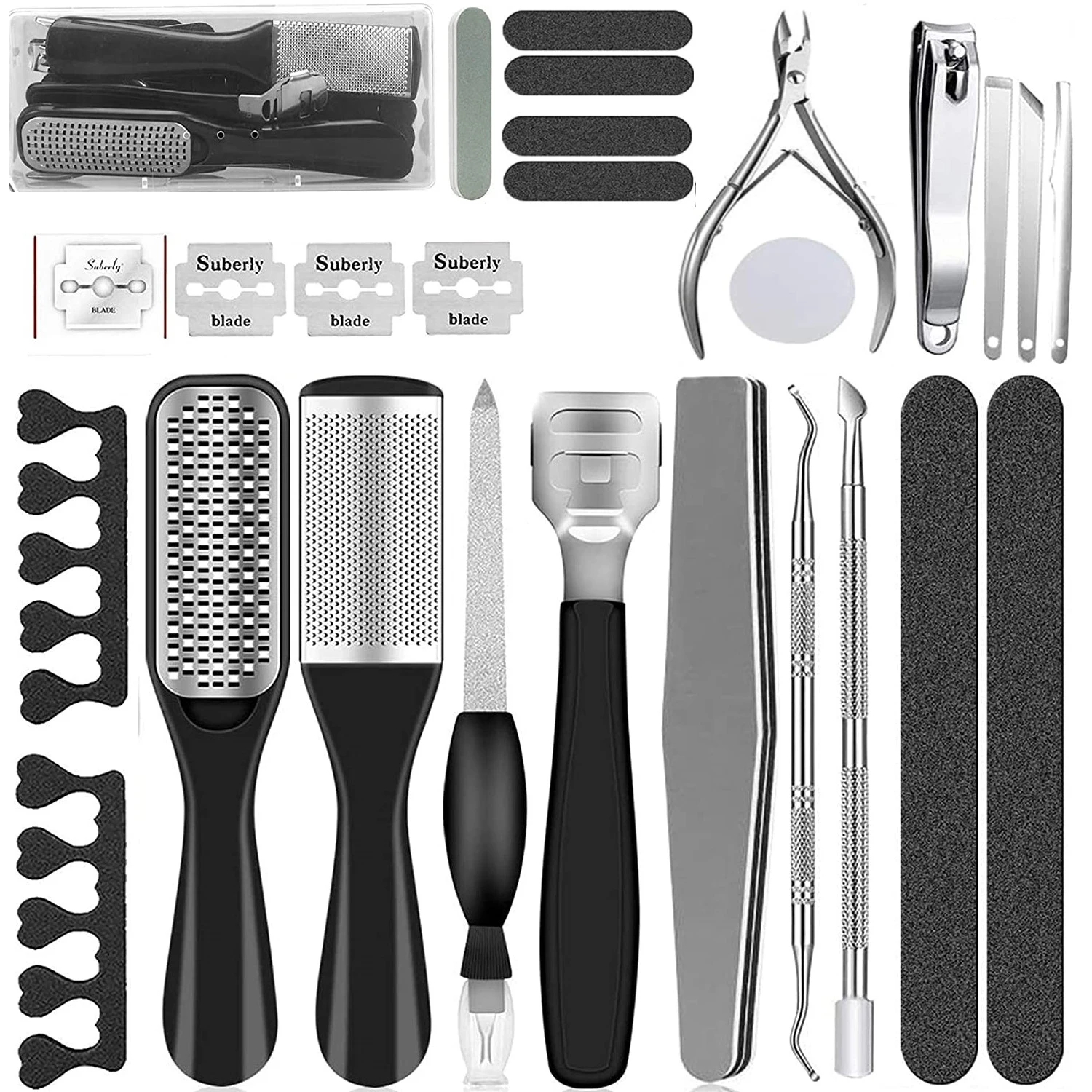 

25 in 1 Professional Pedicure Kit Professional Pedicure Tools Set-Foot Rasp Foot Dead Skin Remover for Home&Salon Care Tools Set