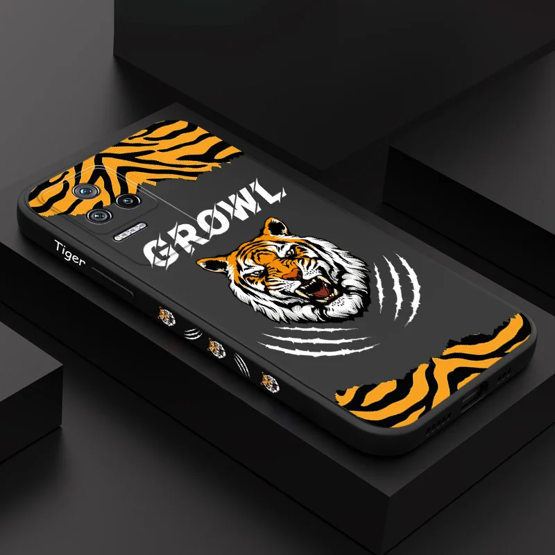 

Tiger Roar Phone Case For Xiaomi Poco M5S X5 F4 X4 M4 F3 X3 M3 F2 X2 Pro C40 4G 5G GT Liquid Silica Cover