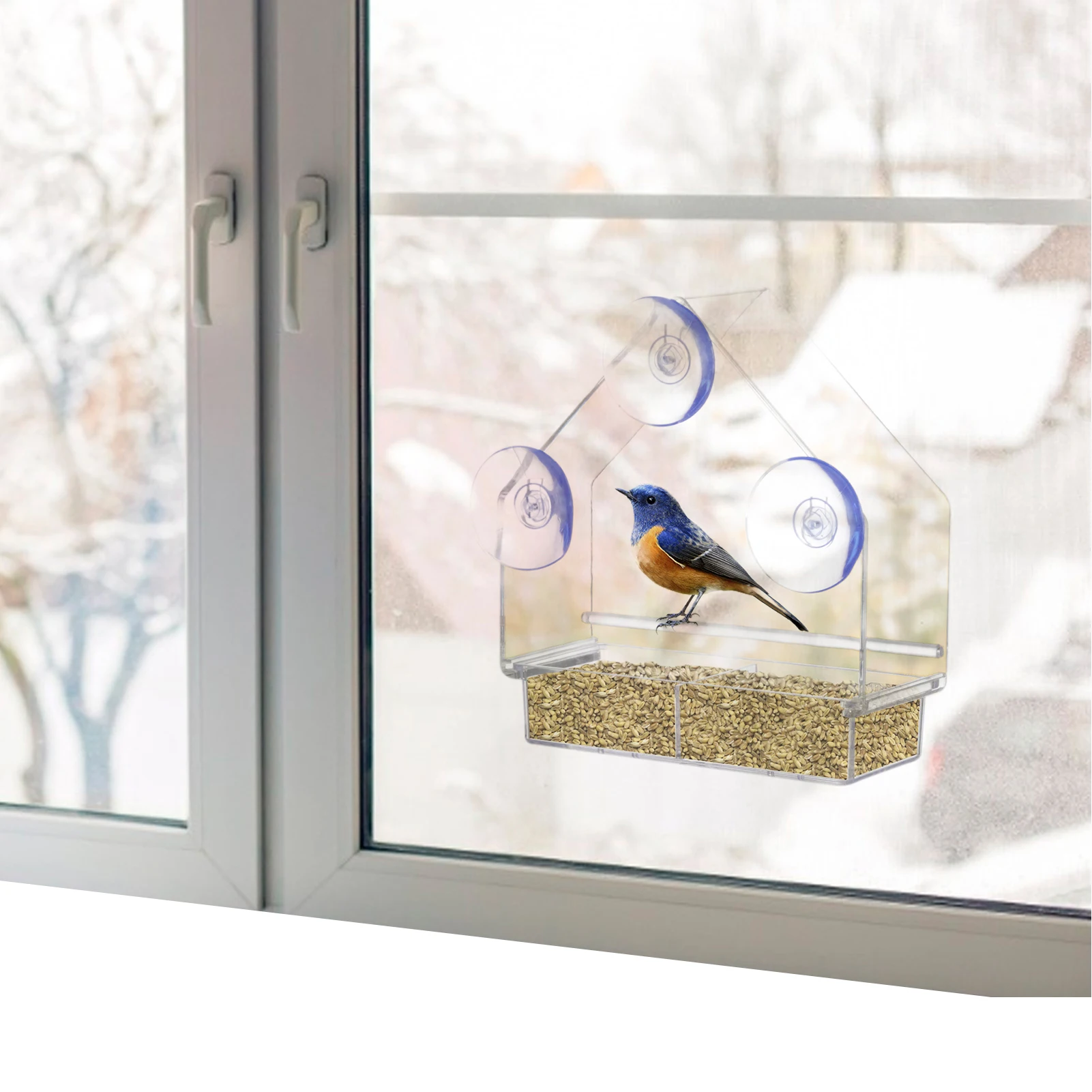 

Clear Bird Feeders For Window Acrylic Bird House With Strong Suction Cups Bird Watching Gifts Weatherproof Transparent Tray For