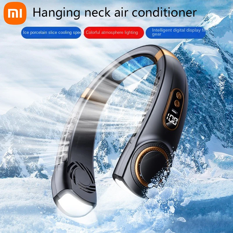 

2023 Xiaomi Hanging Neckfan Ice magnet cooling Portable Neck Fan Type-C Mute Multifunctional Leafless Electric Fan With Light