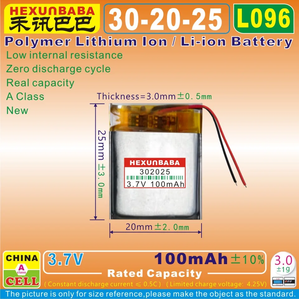 10 шт. [L096] 3 7 в 100 мАч 302025 полимерный литий-ионный Литий-ионный аккумулятор для TWS