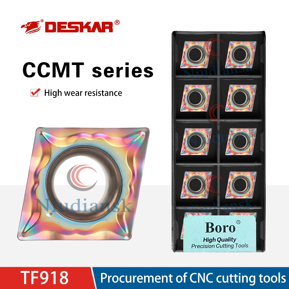 

CCMT060204 CCMT09T304 LM TF918 Токарный станок с ЧПУ Ромб Внутреннее отверстие Семь цветов Режущая вставка Токарные инструменты Обработка закаленной стали