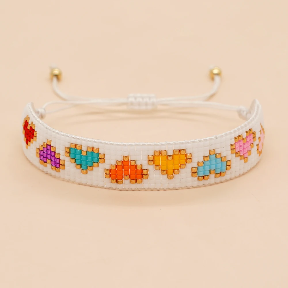 

Boho Jewelry Miyuki Bracelet Rainbow Beaded Heart Charm Bracelets for Women Teen Girl Gifts Handmade Summer Accesorres Pulsera