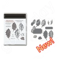 2022 christmas new arrival seasonal leaves clear stamps or metal cutting dies sets for diy craft making card scrapbooking