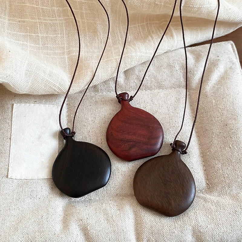 Милые милые коричнево-черные деревянные флаконы длинные ожерелья с подвеской