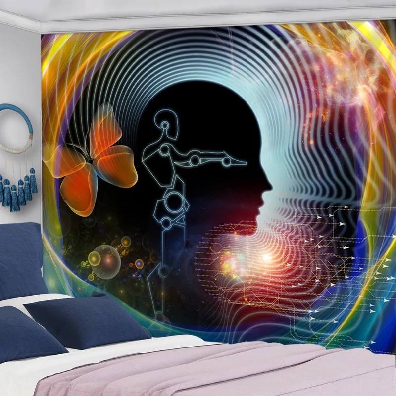 

Psychedelic AI Tapestry Series Dormitory Decoration Hippie mandala Psychedelic Family Living Room Bedroom Background Wall