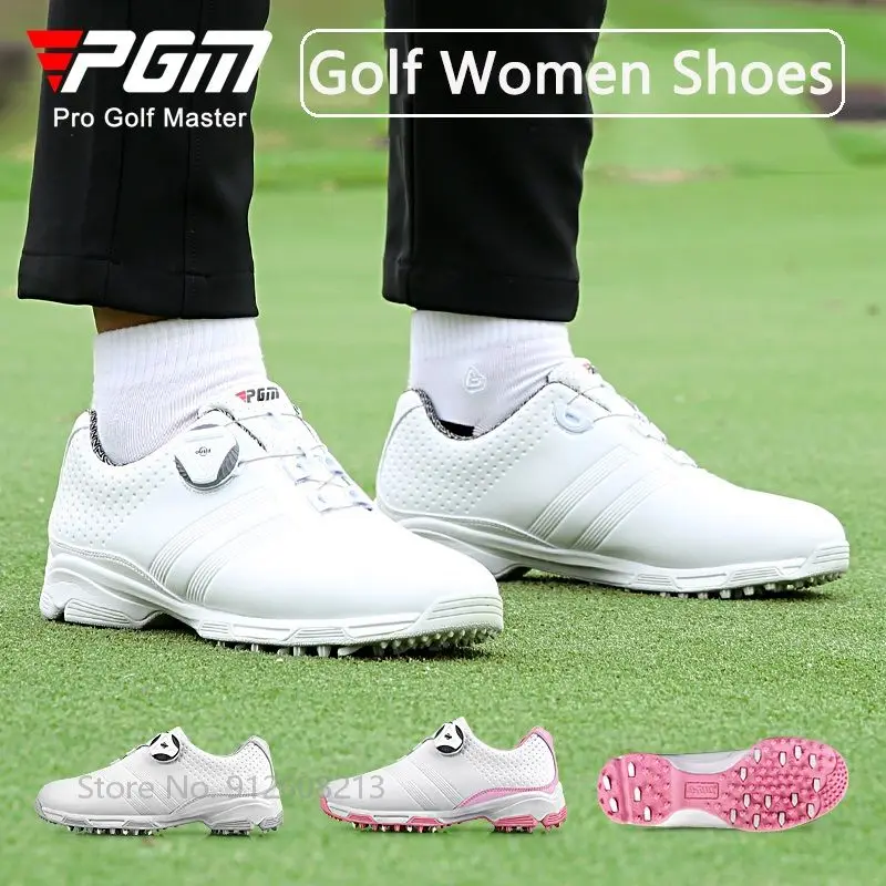 

PGM Women Anti-slip Golf Sneakers Waterproof Golf Shoes for Ladies Lightweight Training Shoes Rotating Buckle Sports Footwear