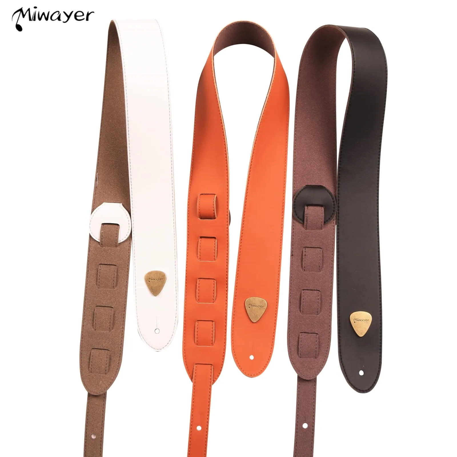 

Miwayer Guitar Strap 2" Wide Deluxe Soft Genuine Leather Adjustable Straps Length 38" to 57" for Guitars