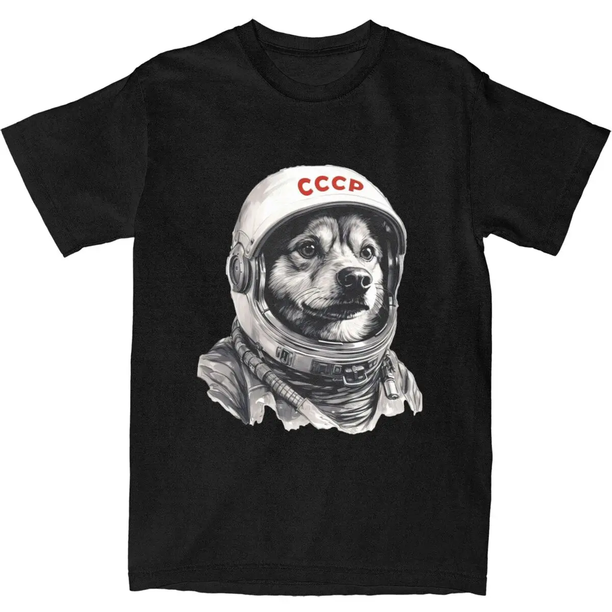 CCCP Rusia Laika Space Urss Astronauta Dog Футболка Мужская футболка Первая собака в космосе