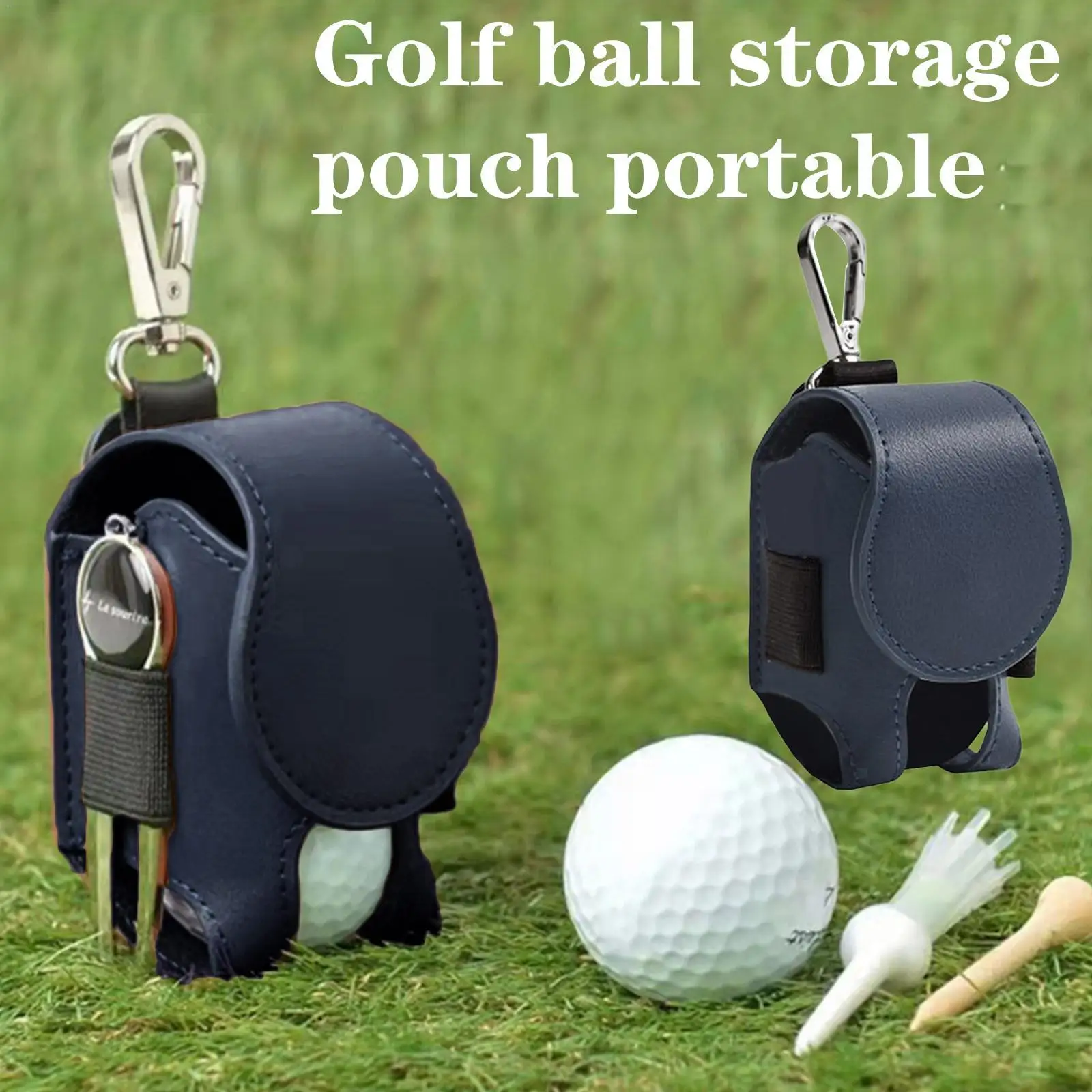 

Golf Storage Bag PU Leather Portable Mini Pocket Ball Pouch Golf Waist Holder Bag Tee Holder Belt Waist Bag Keychain Accessories