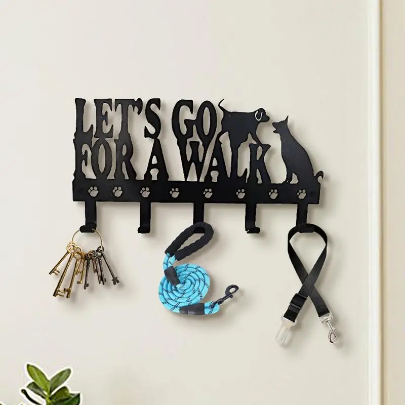 Держатель для ключей и кошелька настенное крепление металлический черный крючок