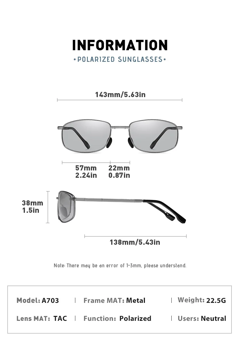 VCKA классические квадратные поляризационные солнцезащитные очки для