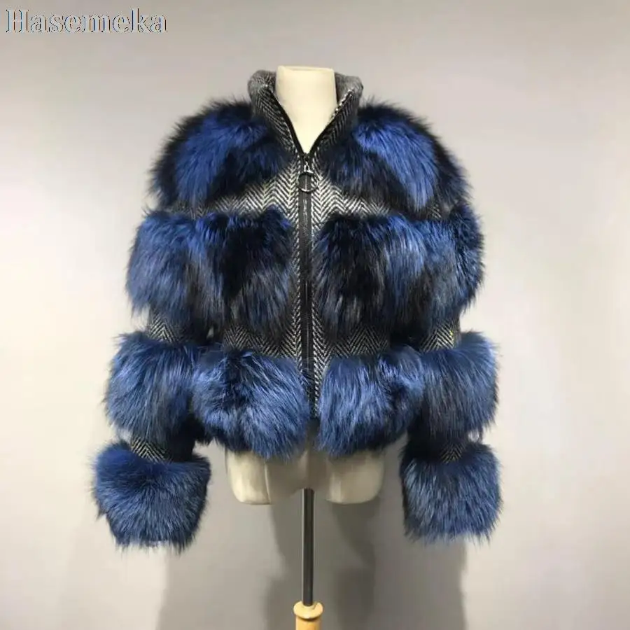 Winter Real Fur Coat Women Fashion Warm Thicken Jacket Real Raccoon Fur Outerwear Real Fox Fur Overcoat For Women All-matching