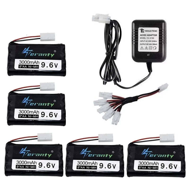 

NEW2023 9.6v 3000mah Rechargeable Battery + 9.6v Charger For Rc toys Car Tank Robots Gun RC Boat AA Ni-MH 9.6v 2400mah NiMH Batt