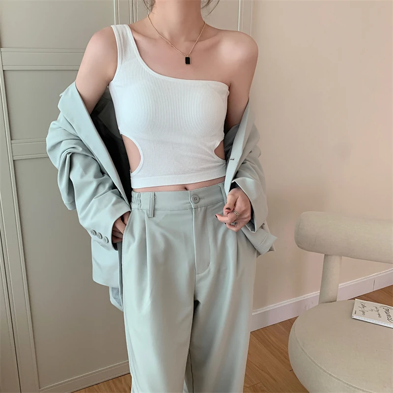 Кофта женская в Корейском стиле топ без рукавов бюстгальтер весна-лето 2022 (QQ312) 4