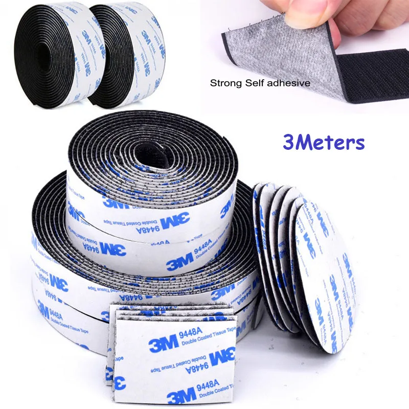 3Meters Strong Self adhesive Hook and Loop Fastener Tape Nylon Sticker Adhesive with Strong Glue For DIY 16/20/25/30/38/50MM
