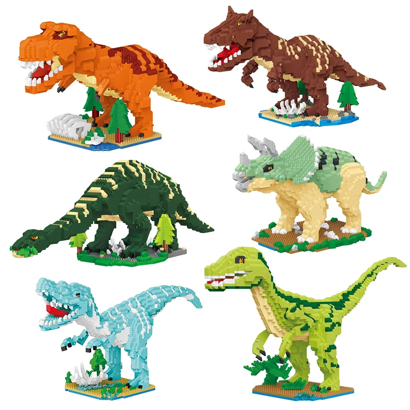 

Мини-конструктор большой размер тираннозавр рекс Велоцираптор модель динозавра Diy строительные игрушки кирпичи для детей подарок для дете...
