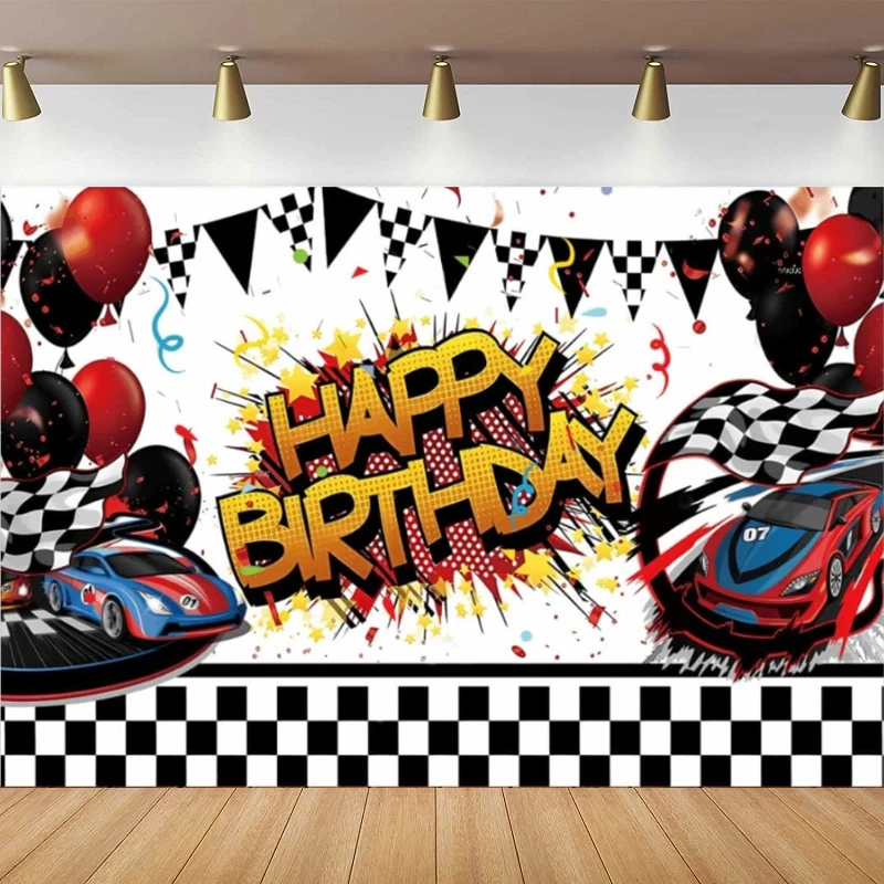 

Photography Backdrop Car Racing Theme Party Supplies For Birthday Party Decor Shower Banner Background Poster