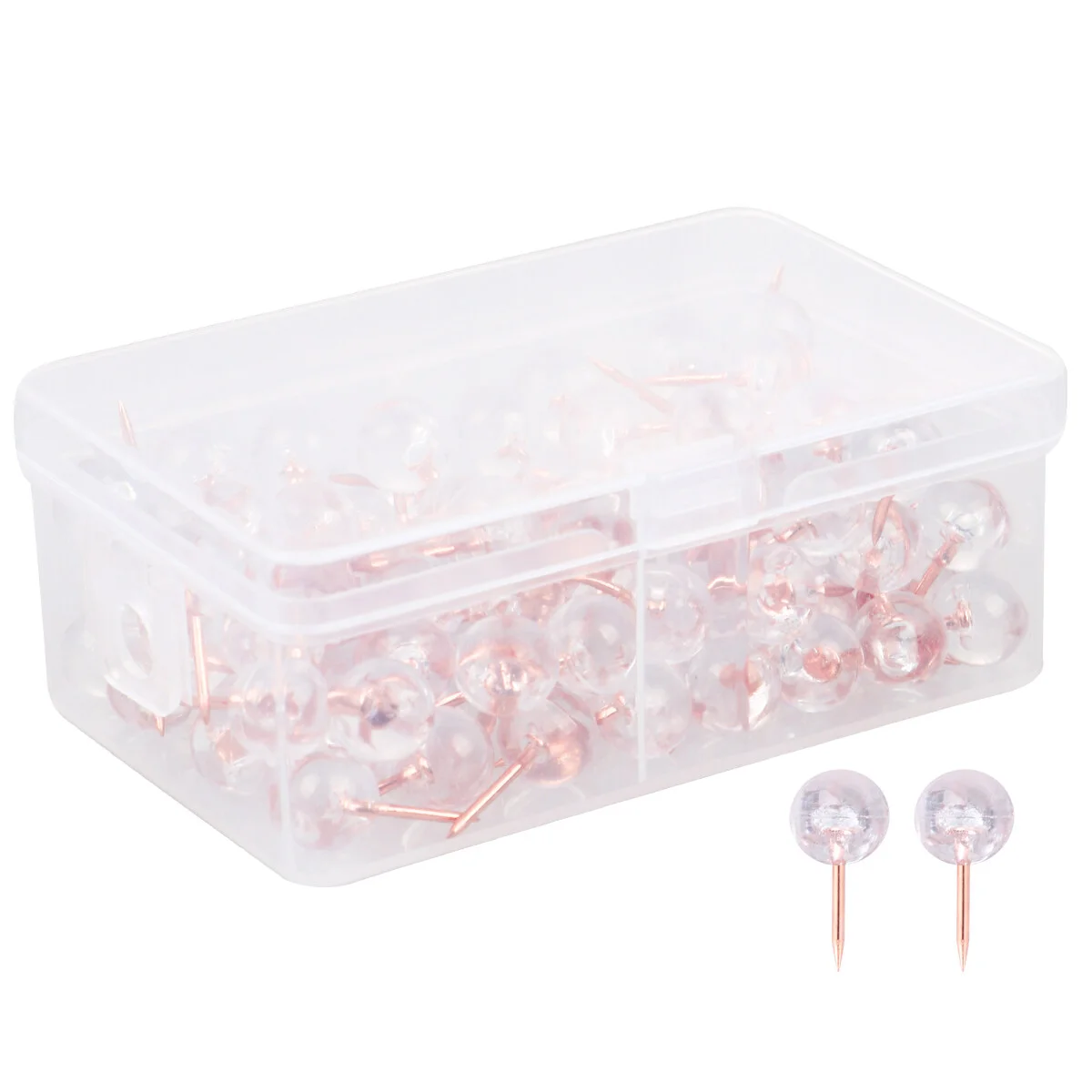 

100pcs Thumb Tacks Transparent Push Pin Decorative Drawing Pin DIY Craft Marking for Bulletin Cork Board ( Rose )