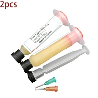2pcslot needle shaped 10cc rma 223 pcb pga bga smd with flexible tip syringe solder paste flux grease repair solder