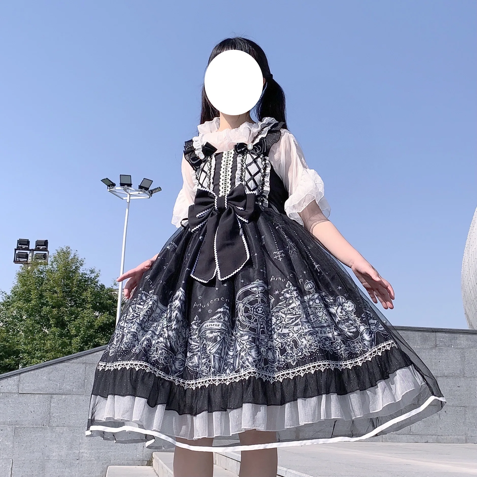 

Lolita Jsk Dress Dark Gothic Vintage Women Harajuku Cosplay Strap JSK Kawaii Sleeveless Punk Suspender Dresses