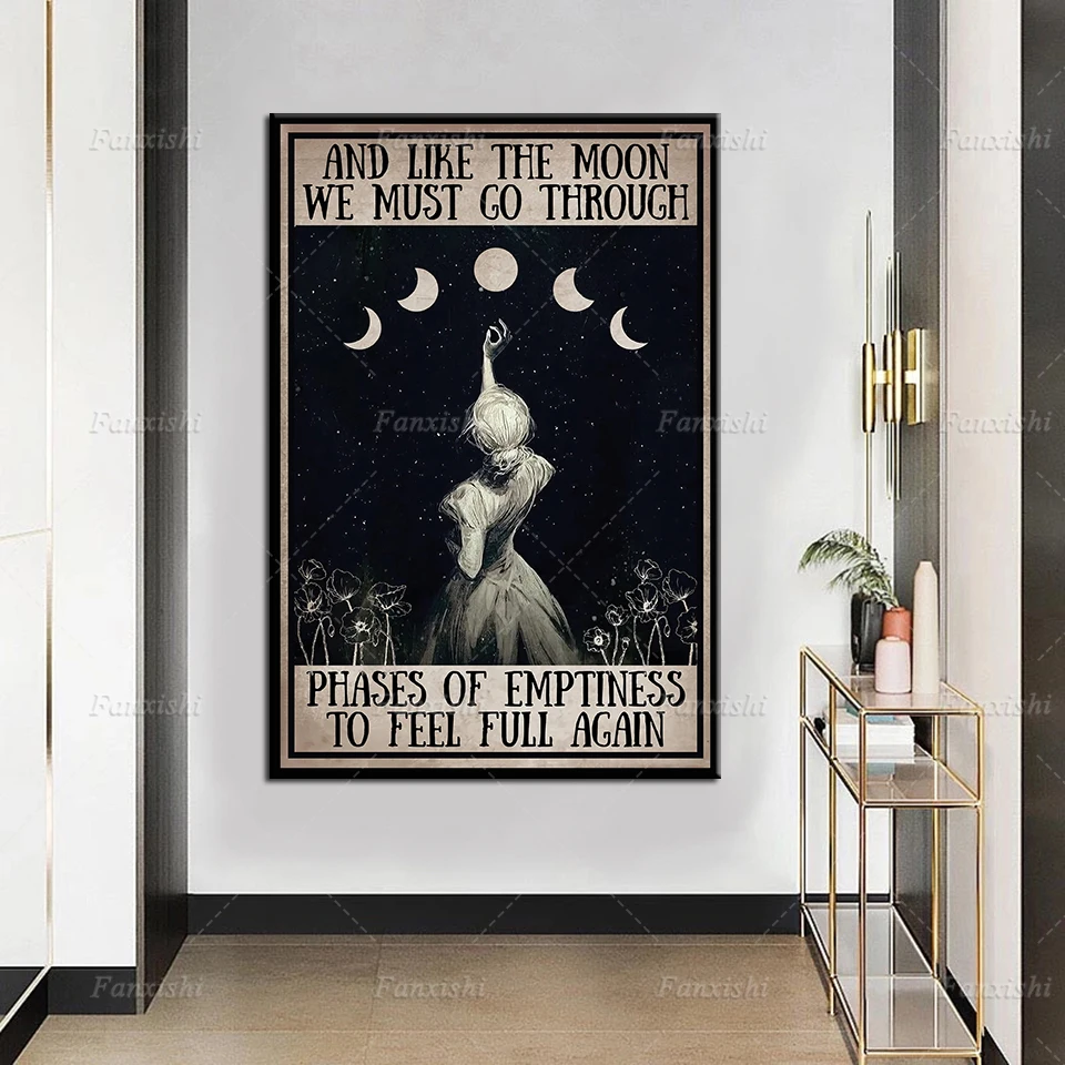 

Wall Art Like The Moon Witch Poster, Witch Girl Poster, Magic Lovers Print, Witch Home Decor, Wicca Poster Print Canvas Poster