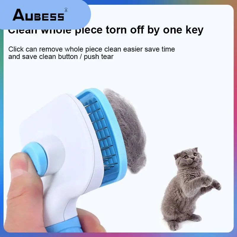 

1PC Pet Cleaning Comb Curved Needle Button Detachment Dog Cat Dead Hair Float Hairbrush Self-cleaning Brush Pet Grooming Tools