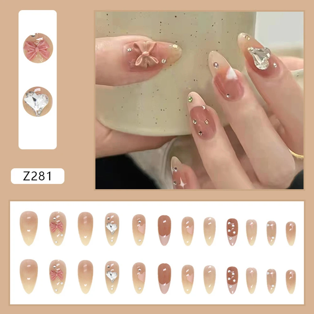 

Искусственные ногти стразы, Длинные овальные круглые ногти для женщин и девушек, искусственные ногти