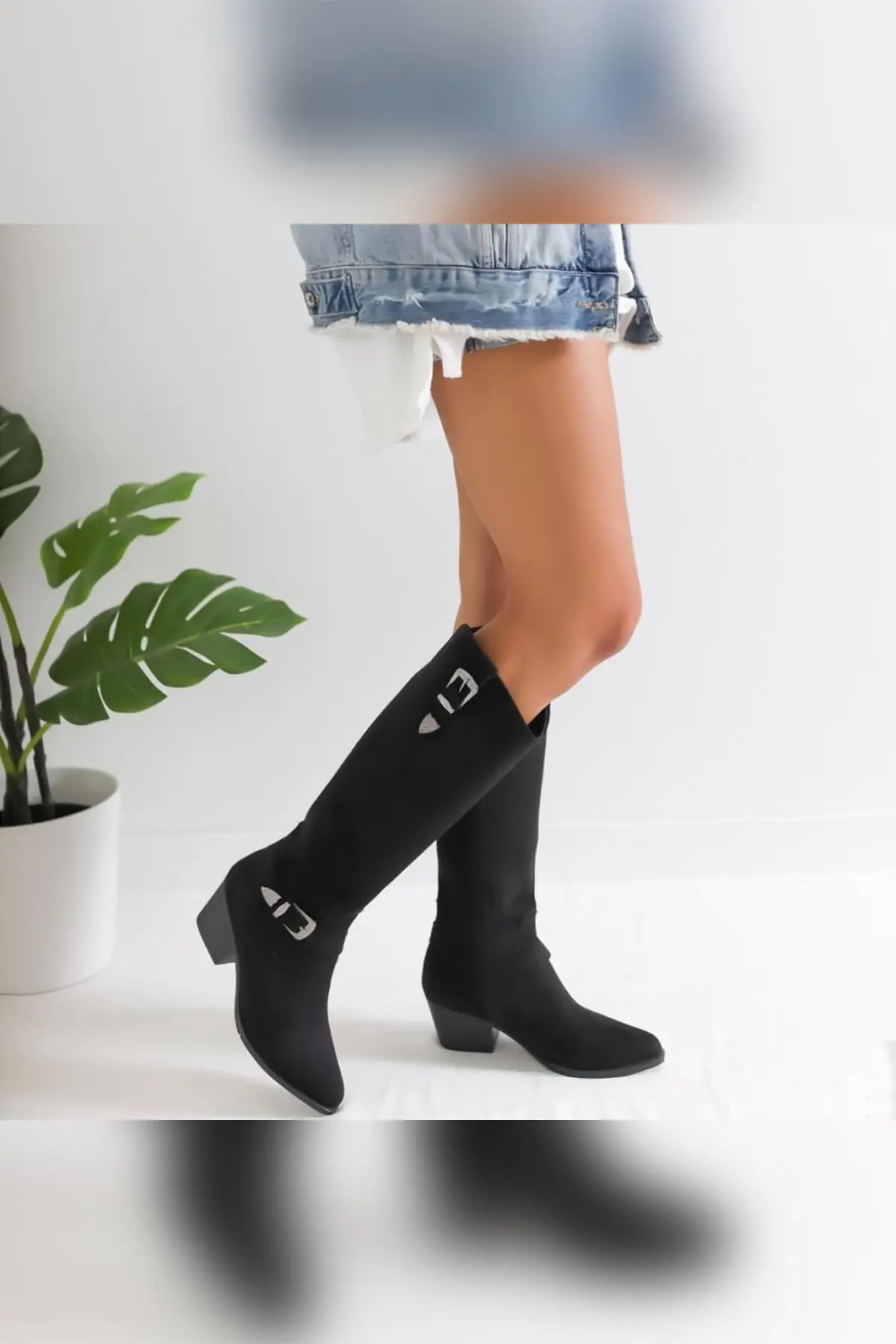 

Women BootsJoyce Black Suede Buckle Western New Designer Comfortable Ladies Boots Luxury Stylish Female Boots Platform