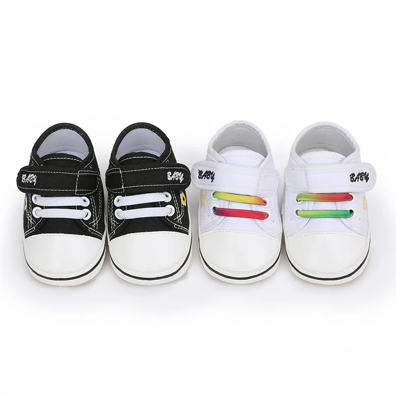 2022 Baby First Walkers Cute Newborn Kid Canvas Sneakers Baby Boy Girl Soft Sole Crib Shoes Pre Walkers boys shoesSpring&Autumn