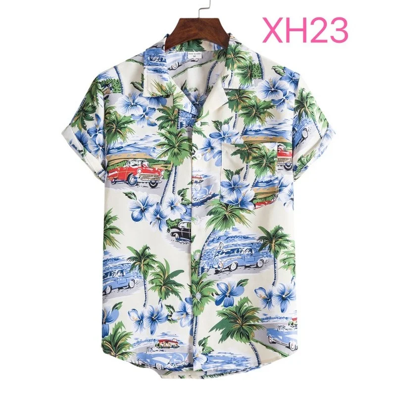 2022 New Hawaiian Shirt Short Sleeve Shirt European Size Summer Floral Print Beach Wear Men's Flower Shirt Holiday Shirts Tops