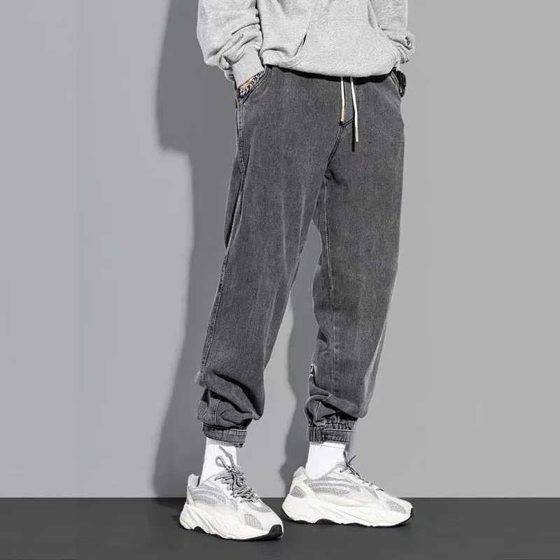 Jeans Men's Summer Tide Brand Loose Spring and Autumn Men's New 2022 Beam Feet Nine Points Workwear Casual Long Pants