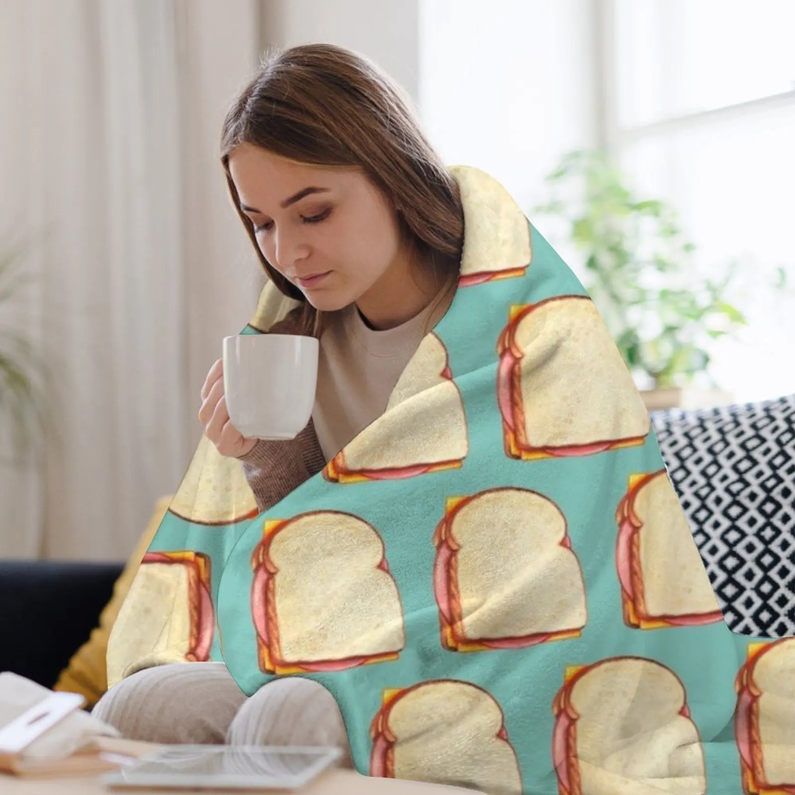 Одеяло с узором Bologna Sandwich - синее одеяло на Хэллоуин мягкие большие