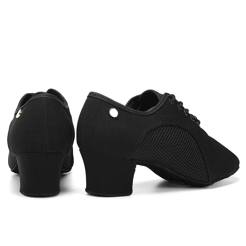 HROYL New Modern Dance Shoes Men Women Latin Ballroom Salsa Dance Shoes Low Heel Tango Dancing Shoes Professional Black/Red