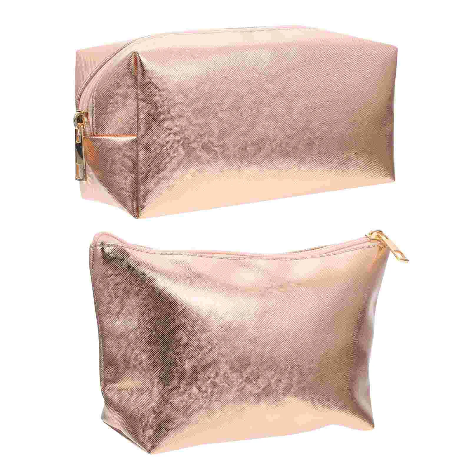 

2 Pcs Bag Storage Bag Flat Makeup Bag Perfume Packing Pouch Girl Bags Pu Travel Makeup Case Student Organizer