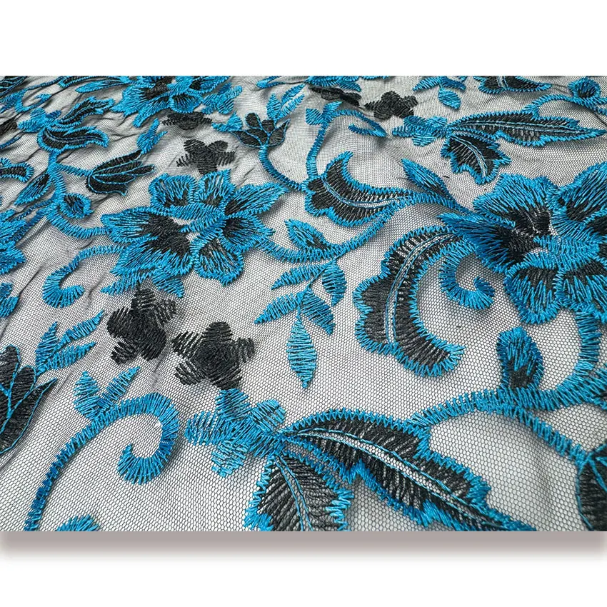 Синяя кружевная сетчатая ткань Kingtrend