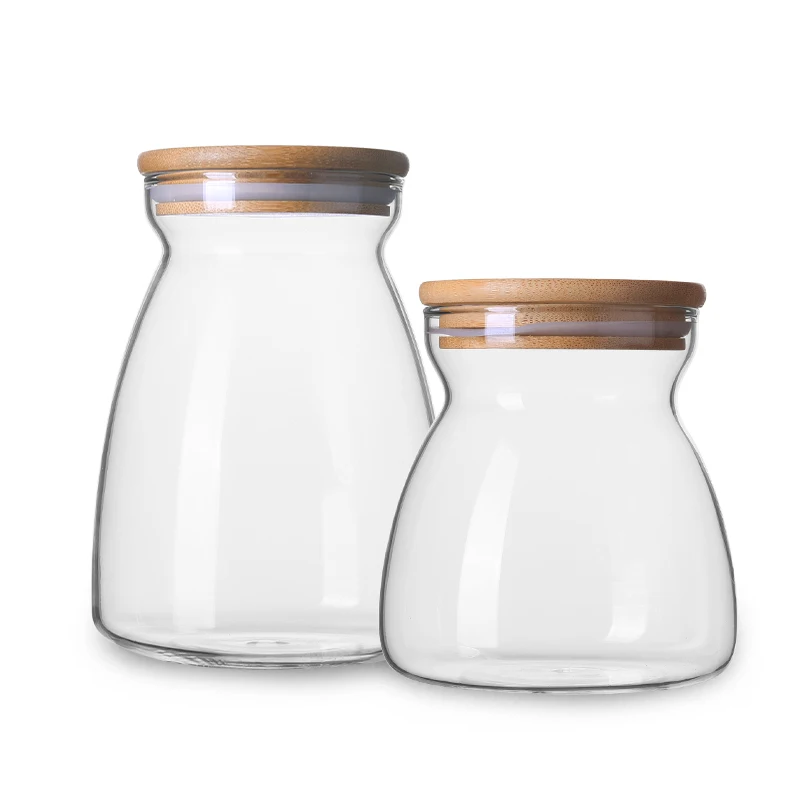 

Трапециевидная домашняя кухонная для хранения 3,3 боросиликатное стекло герметичные бутылки для хранения деревянная крышка банки для хране...
