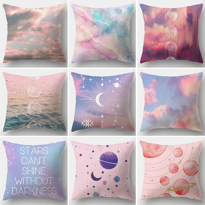 

Customizable Sofa Cushion Cover Living Room Home Decor Pillowcase Pink Sky Cloud Landscape Pillowcase
