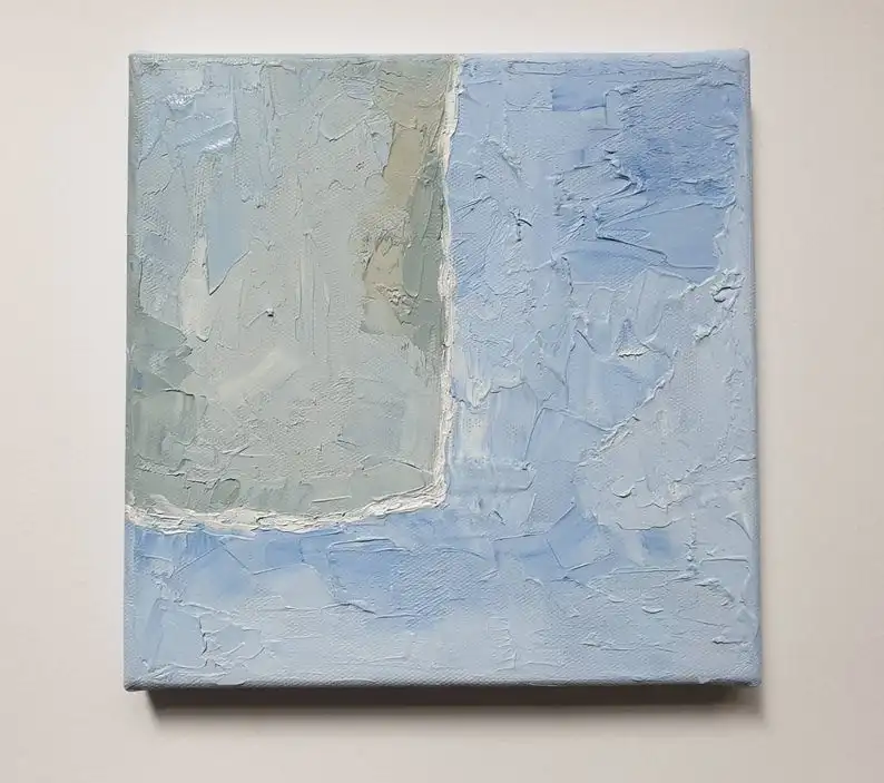 

Abstract Oil Painting, Original Painting, Small Abstract Painting Canvas, Soft Colors, Pastel Colors, Blue, Green, White,Big oil