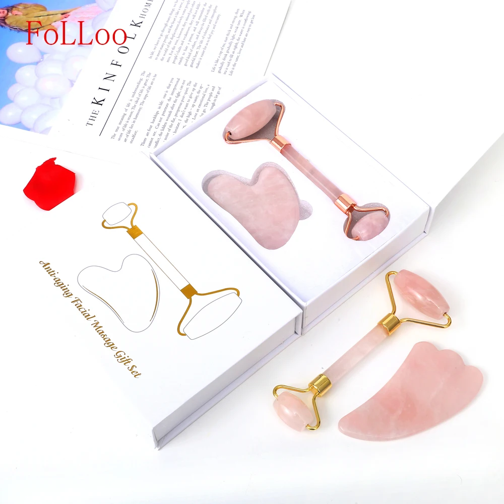 

Facial Massage Jade Roller Face Massager Relaxation Lift Weight Loss 100% Natural Rose Quartz Scraper Massager Beauty Skin Tools